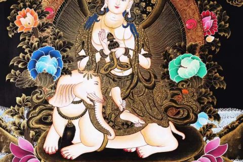 编号138-903767：黑金唐卡-普贤菩萨（60*44CM左右）