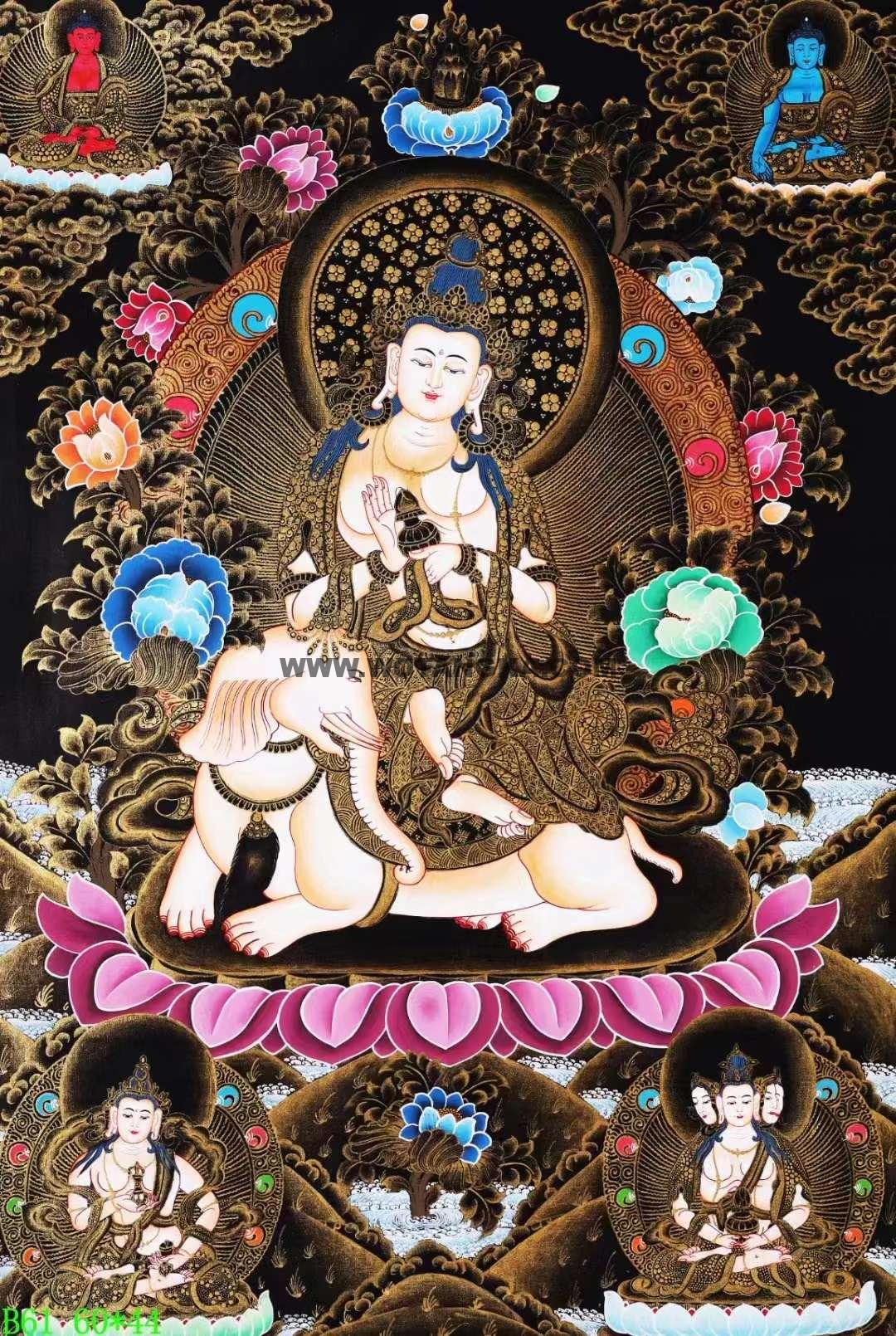 编号138-903767:黑金唐卡-普贤菩萨(60*44CM左右)