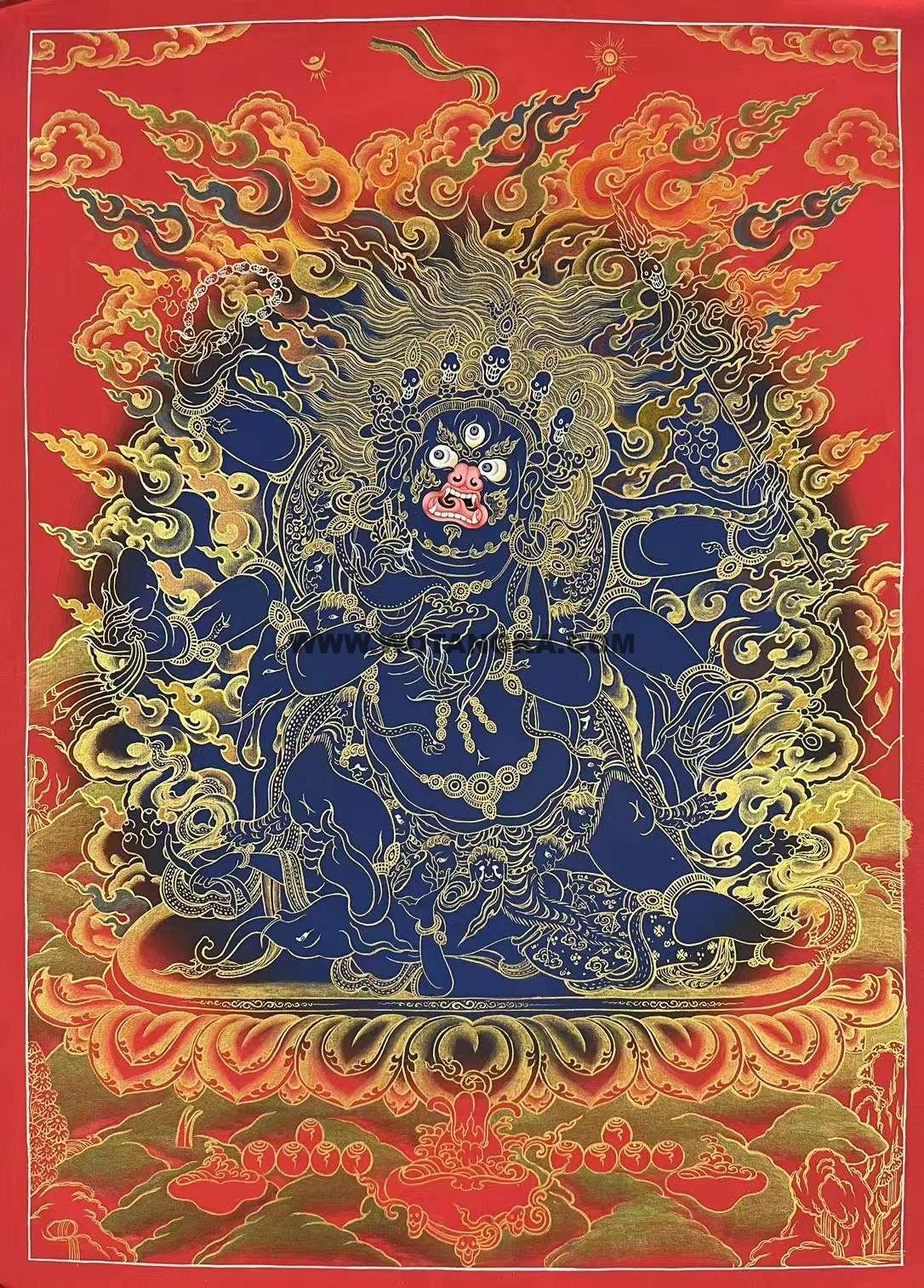 编号155-736088：彩绘唐卡-六臂玛哈嘎拉（90*60CM左右）