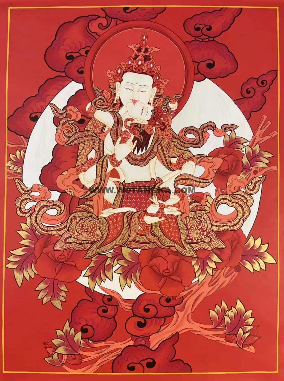编号155-260086:红金唐卡-金刚萨埵双修(60*40CM左右)