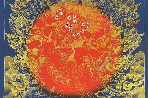 编号162-390083：彩绘唐卡-马头金刚（75*50CM左右）