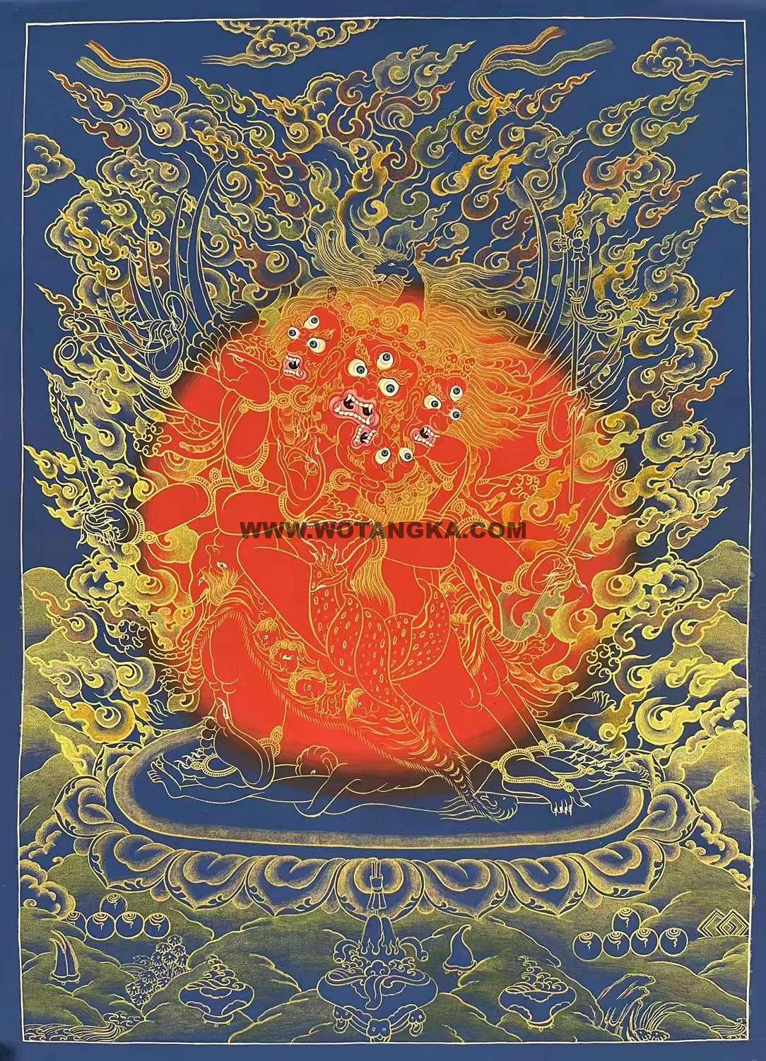 编号162-390083:彩绘唐卡-马头金刚(75*50CM左右)