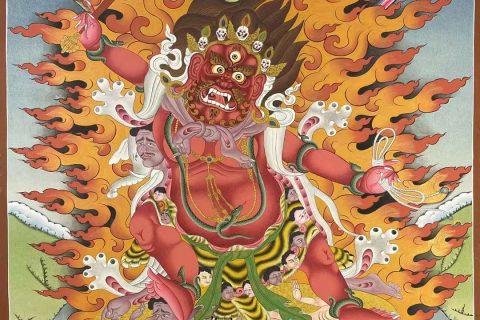 编号155-256239：彩绘唐卡-马头金刚（92*65CM左右）