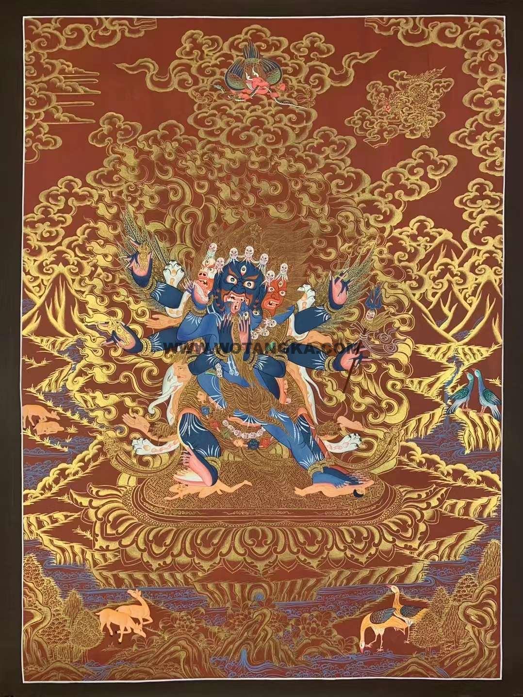 编号155-705183：红金唐卡-普巴金刚（100*70CM左右）