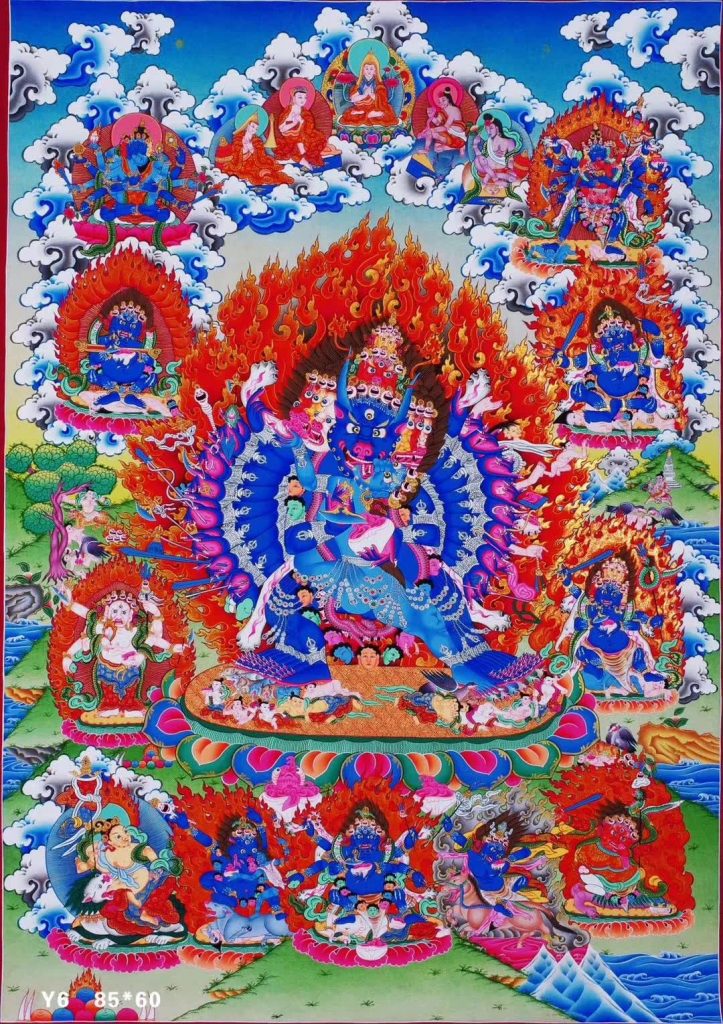 编号158-653450：彩绘唐卡-大威德金刚（85*60CM左右）