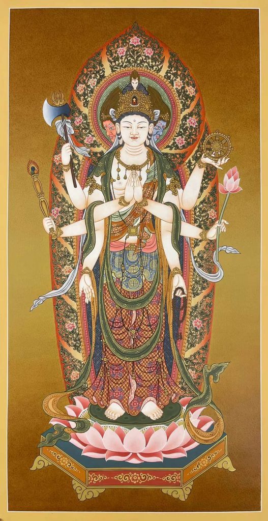 编号155-179165：彩绘唐卡-十一面观音菩萨（50*25CM左右）