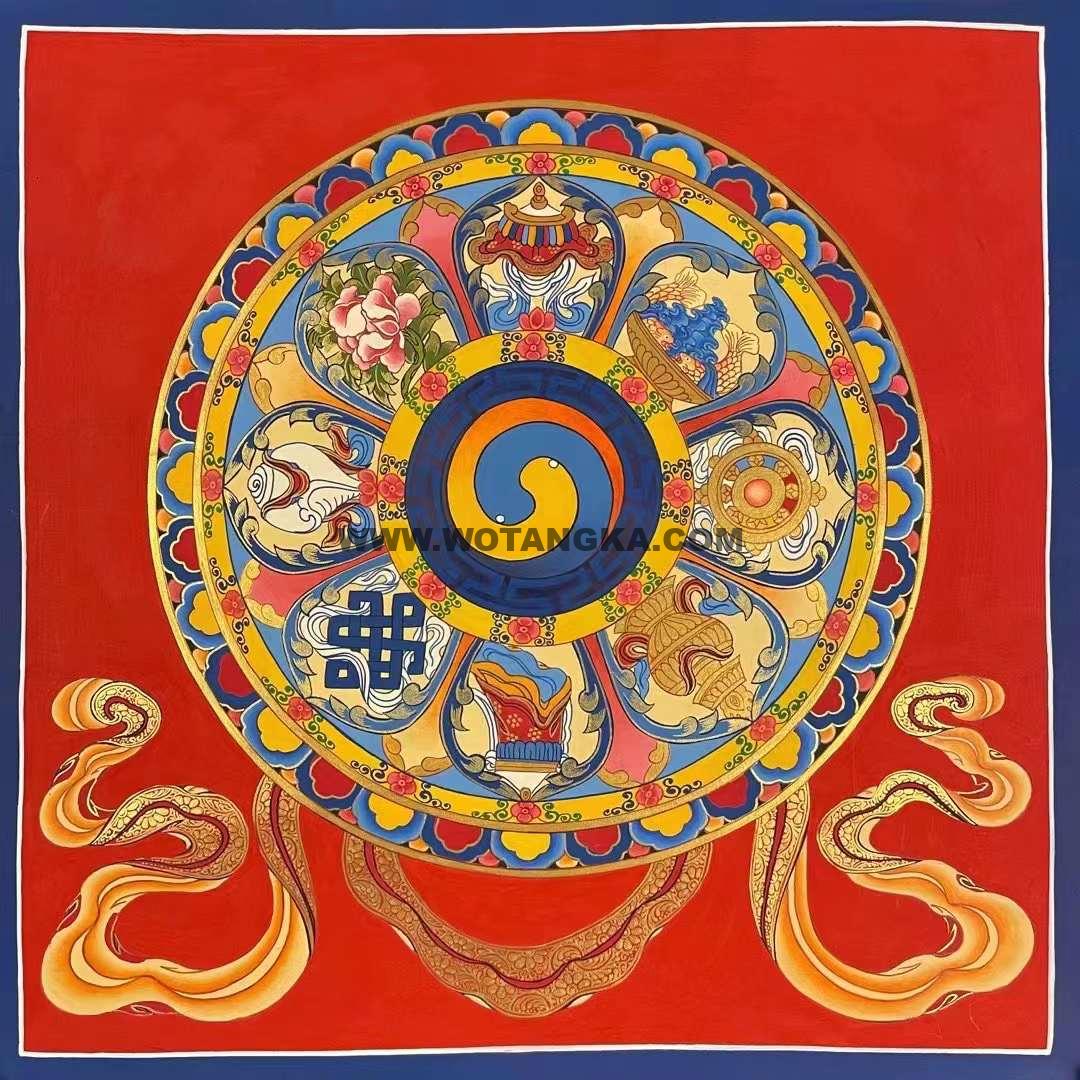 编号155-790094：彩绘唐卡-吉祥八宝坛城（100*100CM左右）