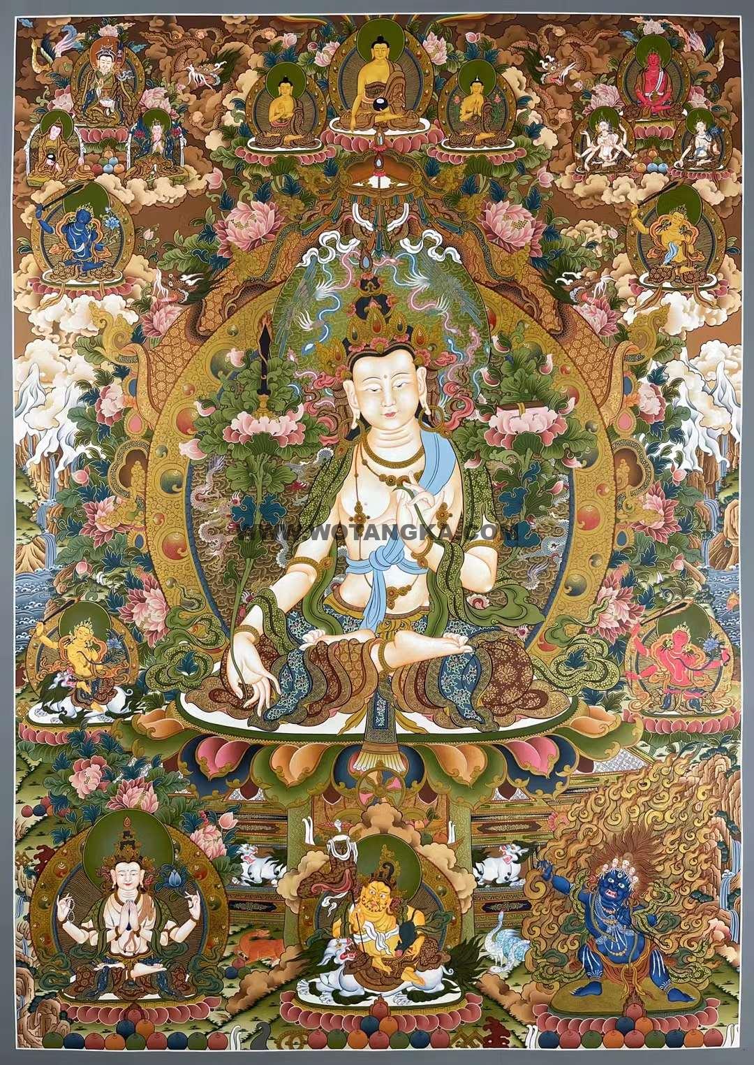 编号155-160148:彩绘唐卡-白文殊菩萨·三怙主(75*55CM左右)