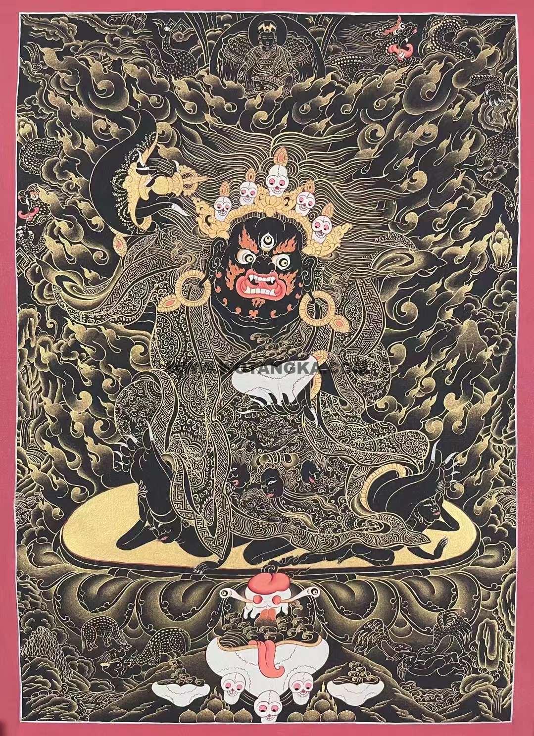 编号162-542008:黑金唐卡-黑袍金刚护法(65*45CM左右)