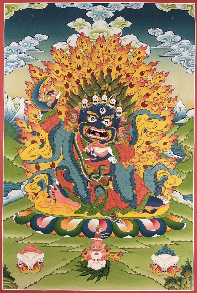编号155-146386：彩绘唐卡-黑袍金刚护法（70*50CM左右）
