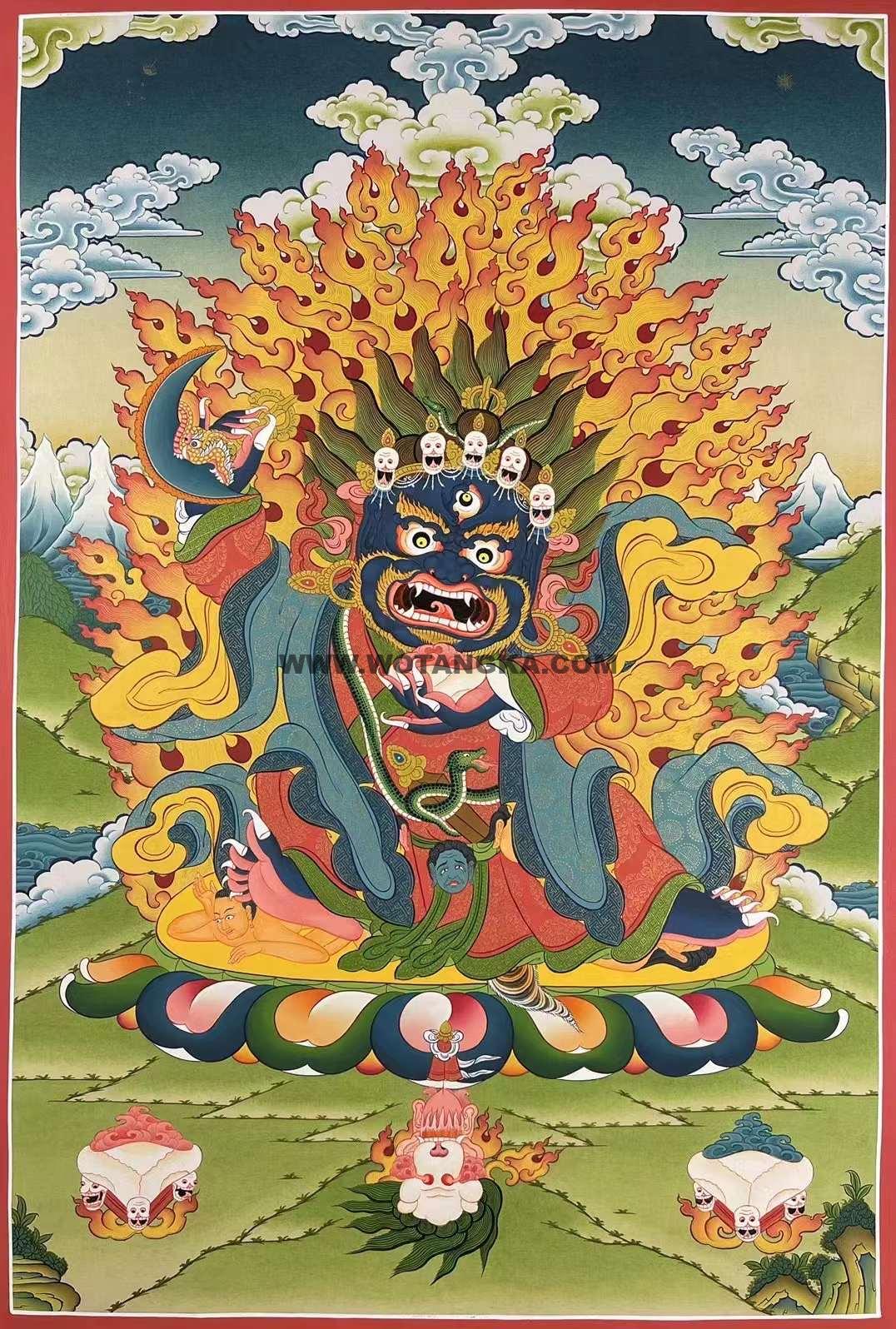 编号155-146386：彩绘唐卡-黑袍金刚护法（70*50CM左右）