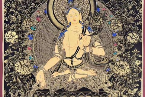 编号155-654021：黑金唐卡-白度母（75*55CM左右）