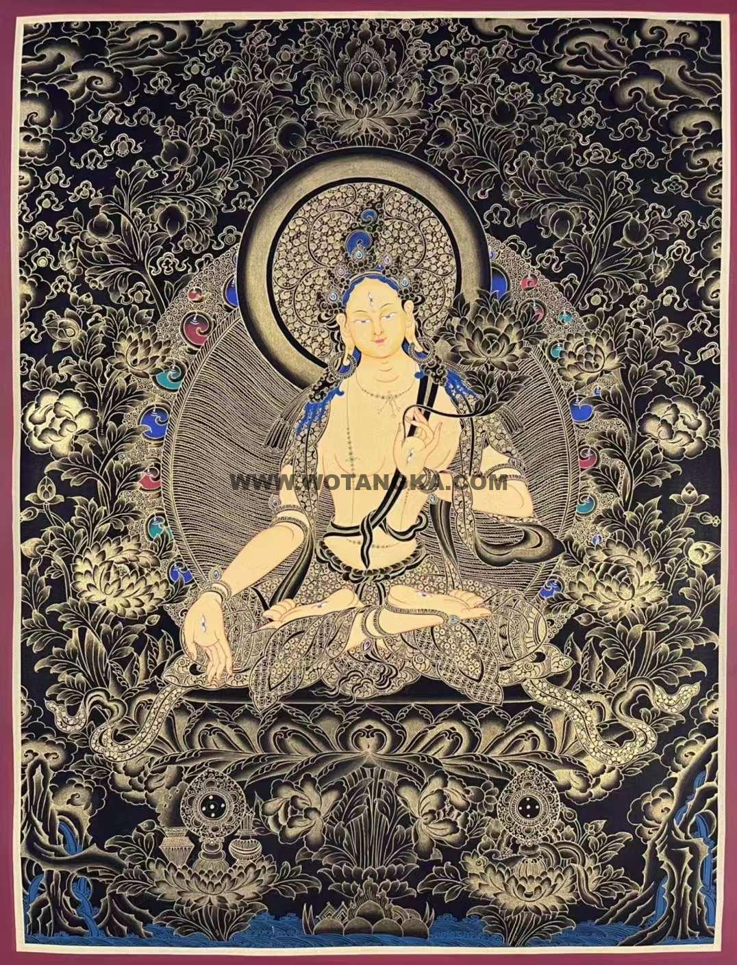 编号155-654021：黑金唐卡-白度母（75*55CM左右）
