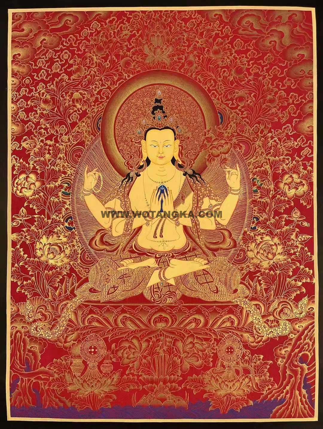 编号155-902147：红金唐卡-四臂观音（60*45CM左右）