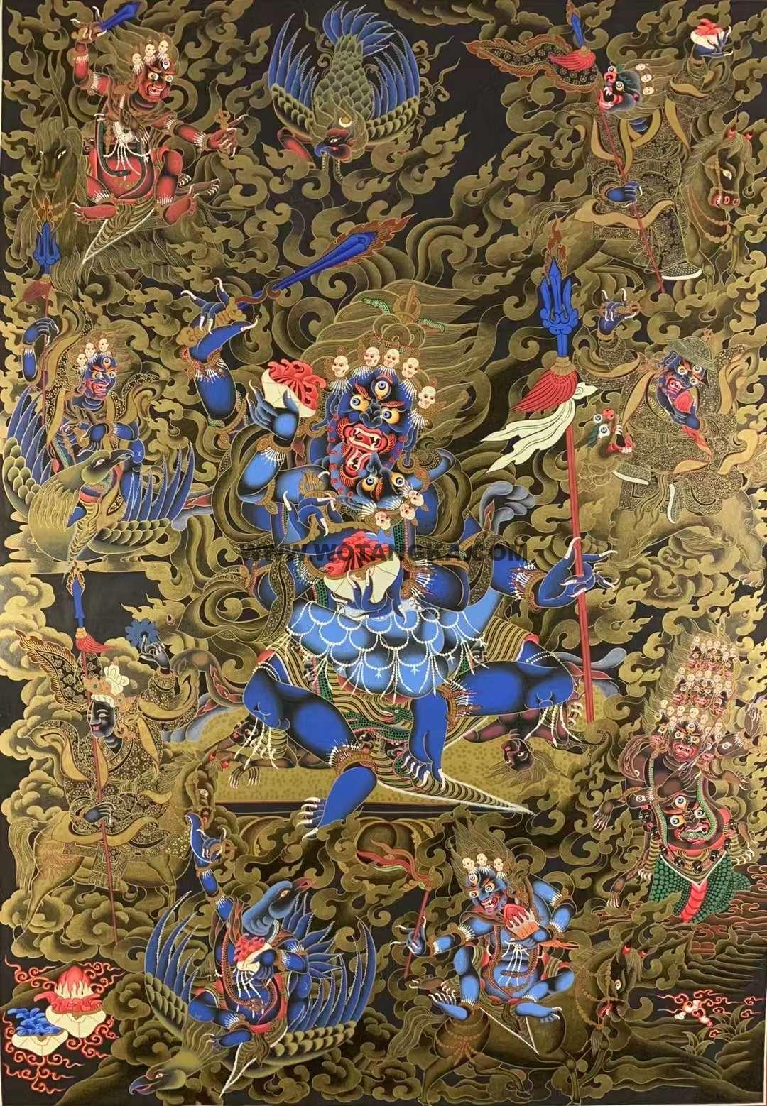 编号155-794859：黑金唐卡-四臂玛哈嘎拉（80*60CM左右）