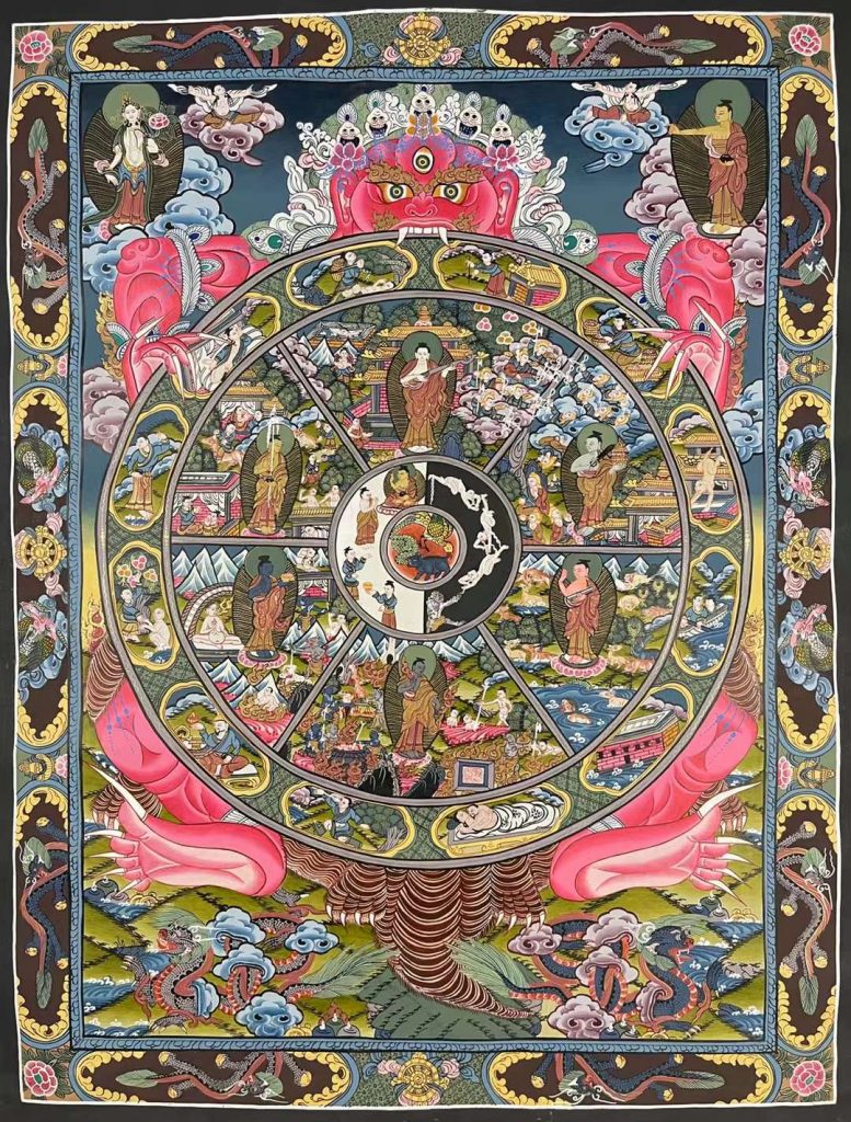 编号155-462812：彩绘唐卡-六道轮回（60*40CM左右）