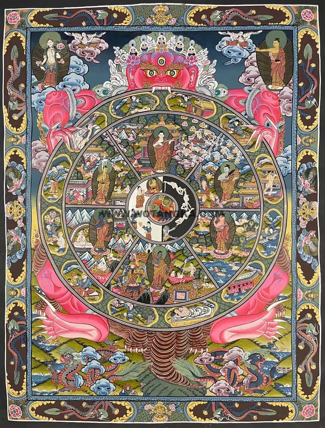 编号155-462812:彩绘唐卡-六道轮回(60*40CM左右)