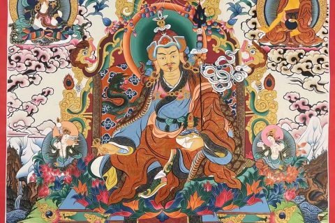 编号155-348558：彩绘唐卡-莲花生大士·莲师八相（120*100CM左右）