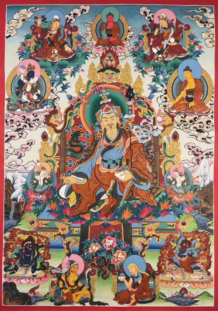 编号155-348558：彩绘唐卡-莲花生大士·莲师八相（120*100CM左右）