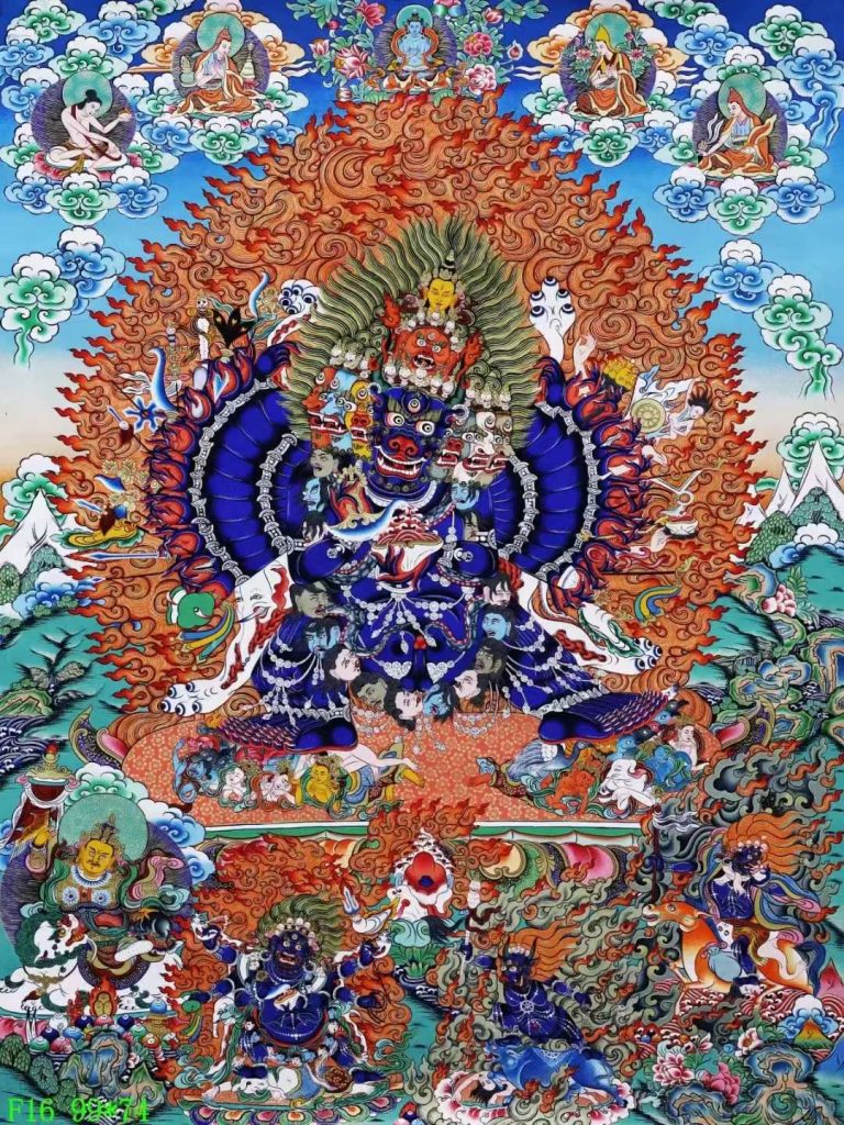 编号138-889905：彩绘唐卡-大威德金刚（99*74CM左右）