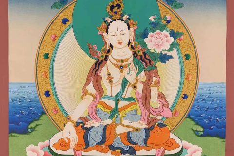 编号155-827759：彩绘唐卡-白度母（70*50CM左右）