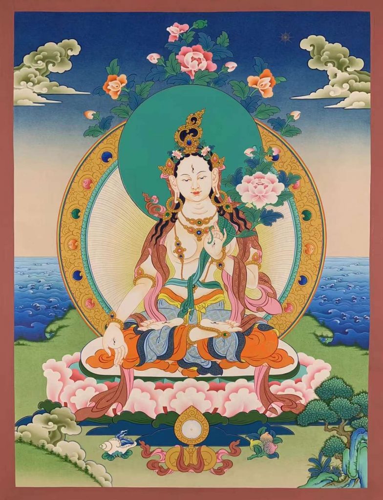 编号155-827759：彩绘唐卡-白度母（70*50CM左右）