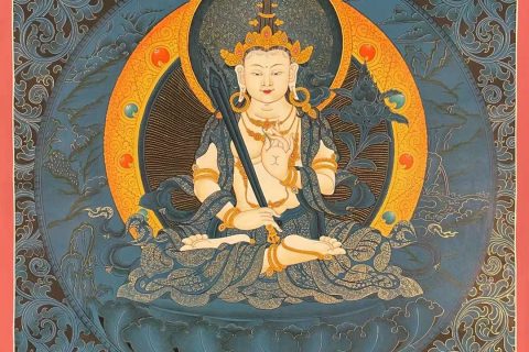 编号155-852769：蓝金唐卡-虚空藏菩萨（76*50CM左右）