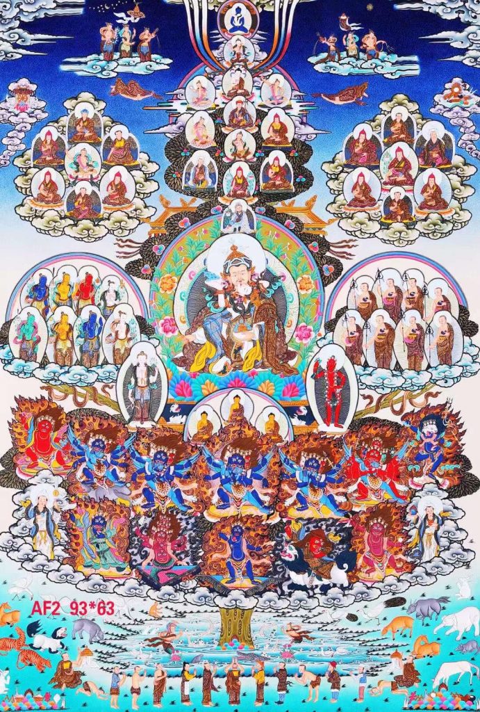 编号138-413671：彩绘唐卡-莲花生大士宁玛派皈依境（93*63CM左右）
