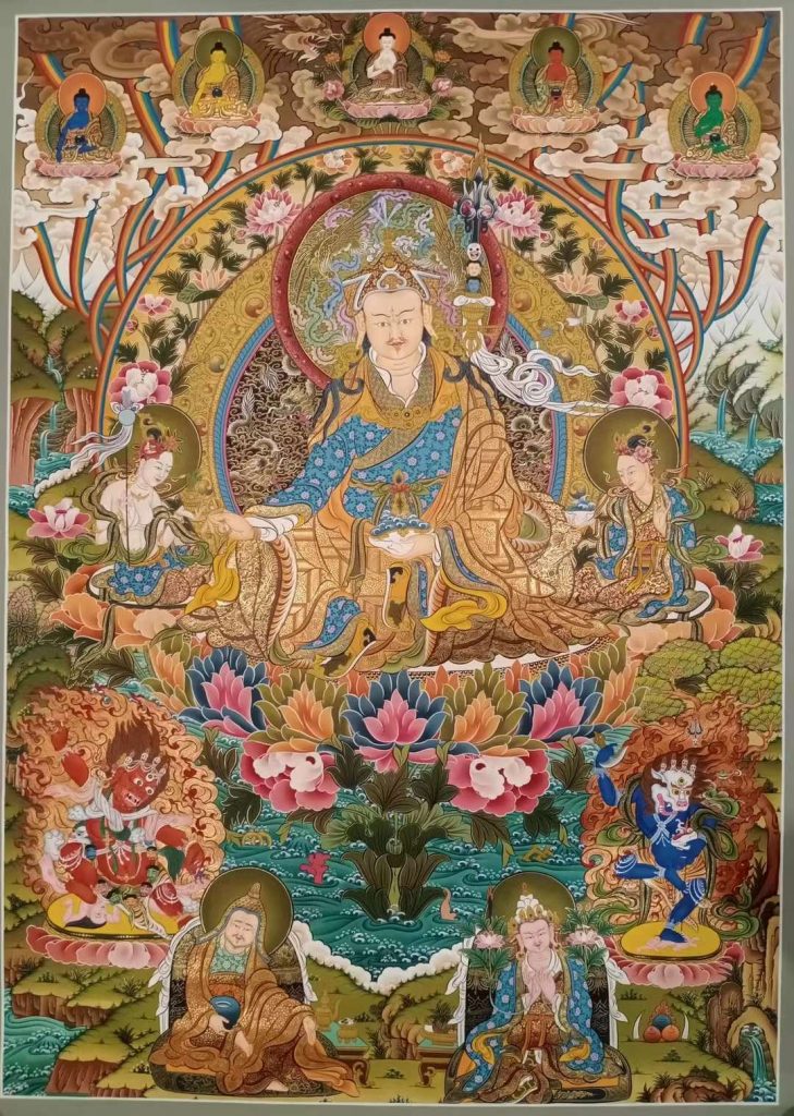 编号155-579130：彩绘唐卡-莲花生大士（100*70CM左右）
