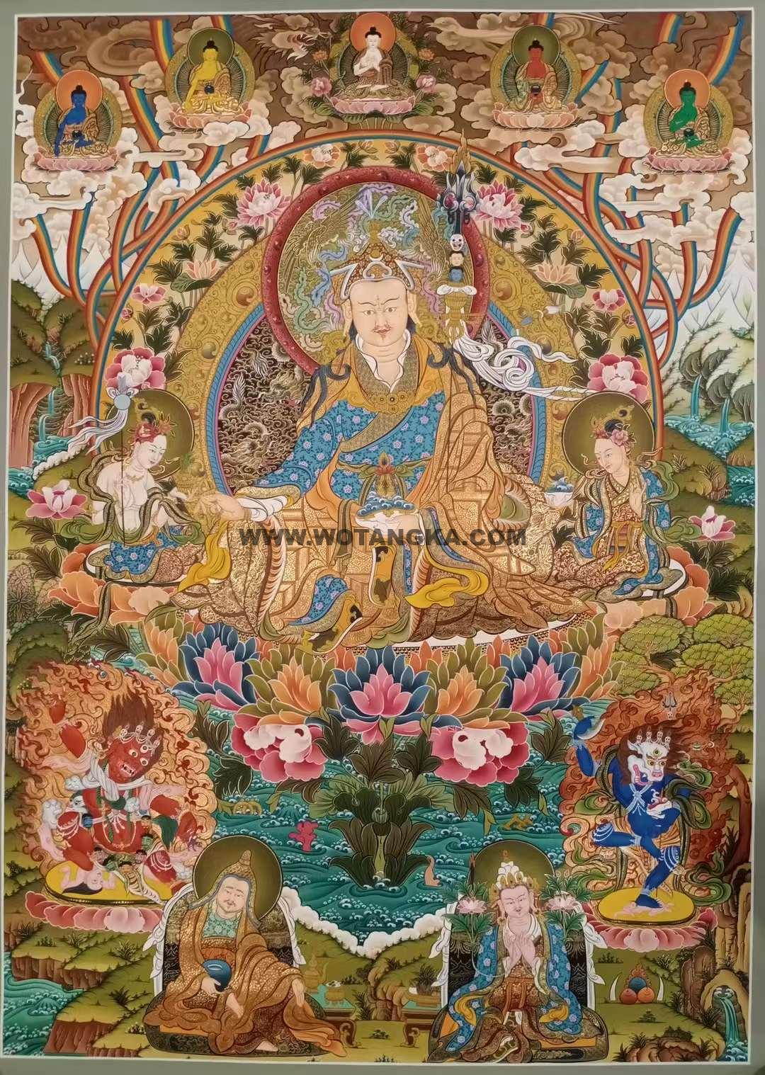 编号155-579130:彩绘唐卡-莲花生大士(100*70CM左右)