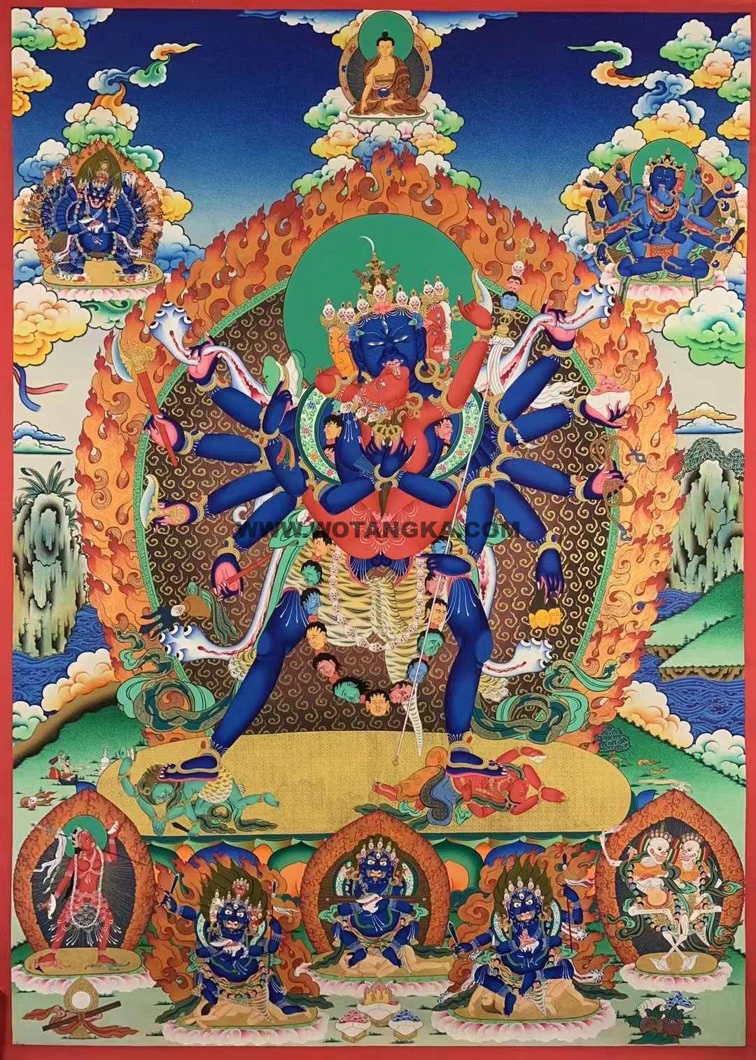 编号155-660334：彩绘唐卡-胜乐金刚（130*100CM左右）