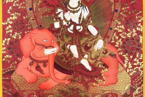 编号155-460136：红金唐卡-普贤菩萨（75*55CM左右）