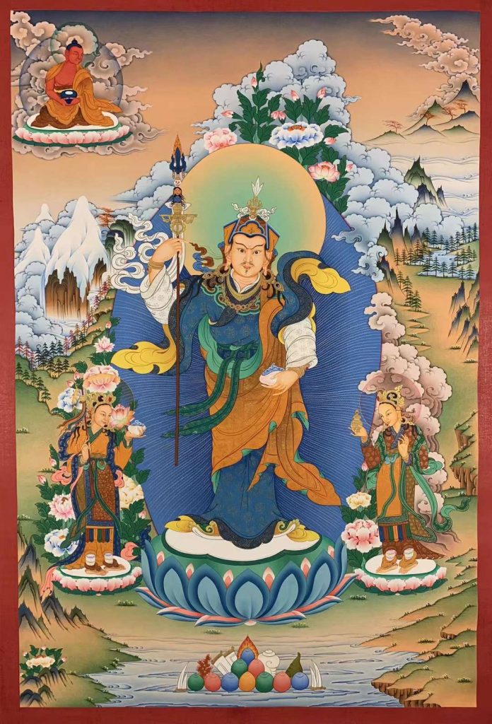 编号155-431142：彩绘唐卡-莲花生大士（90*60CM左右）
