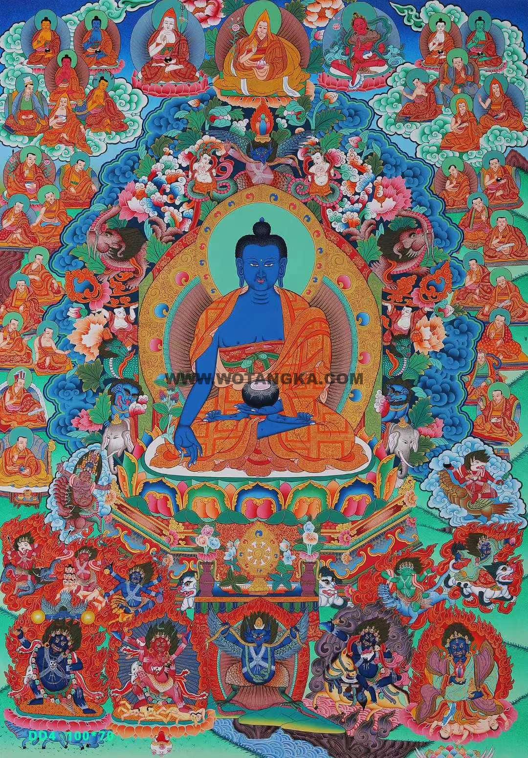 编号138-683158：彩绘唐卡-药师佛（100*70CM左右）