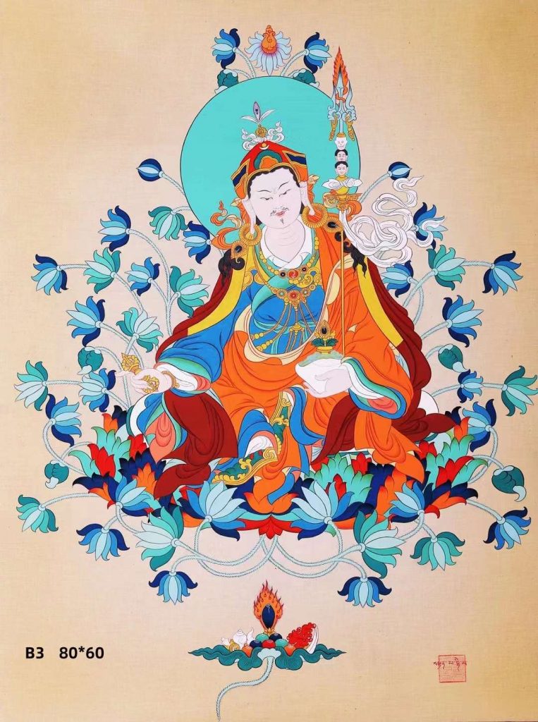 编号138-121781：彩绘唐卡-莲花生大士（80*60CM左右）