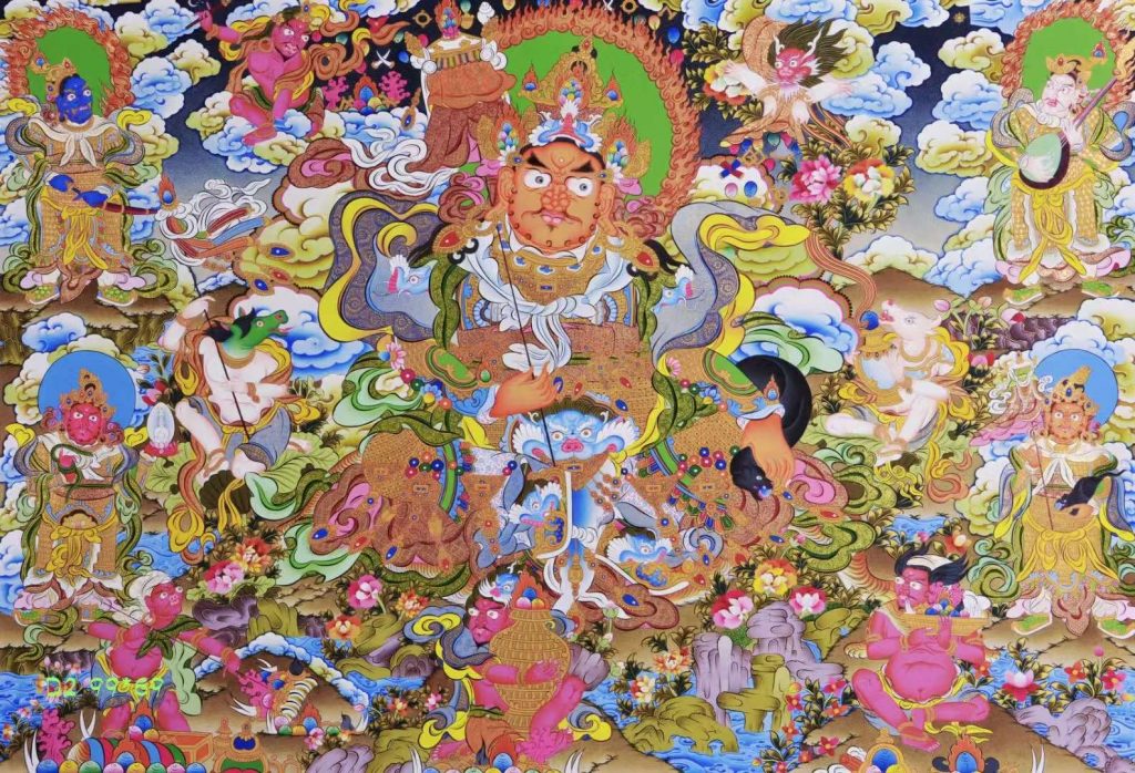 编号138-299227：彩绘唐卡-财宝天王（99*69CM左右）