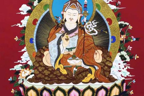 编号138-300156：彩绘唐卡-莲花生大士（76*53CM左右）