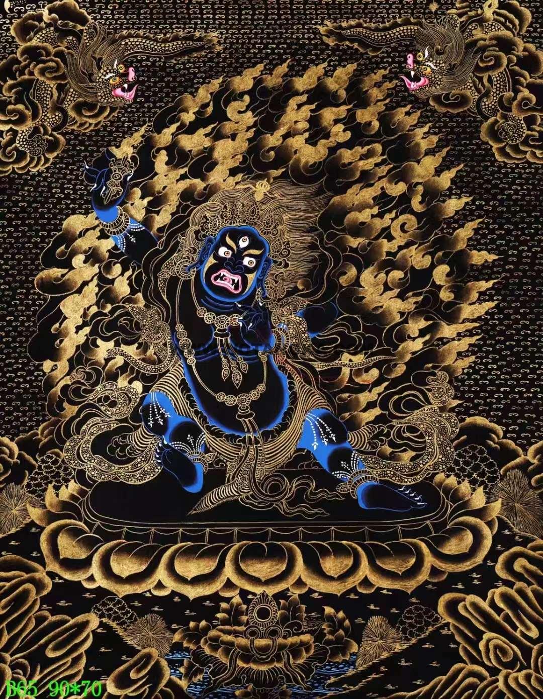 编号138-823227:黑金唐卡-金刚手菩萨(90*70CM左右)