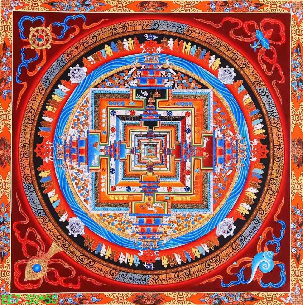 (968)✿特価★極楽寺西垣書宗興書★平安堂表装★彩鳳無丹宵掛軸★ 编号138-804671：蓝金唐卡-阿弥陀佛（60*45CM左右） | 沃唐卡www