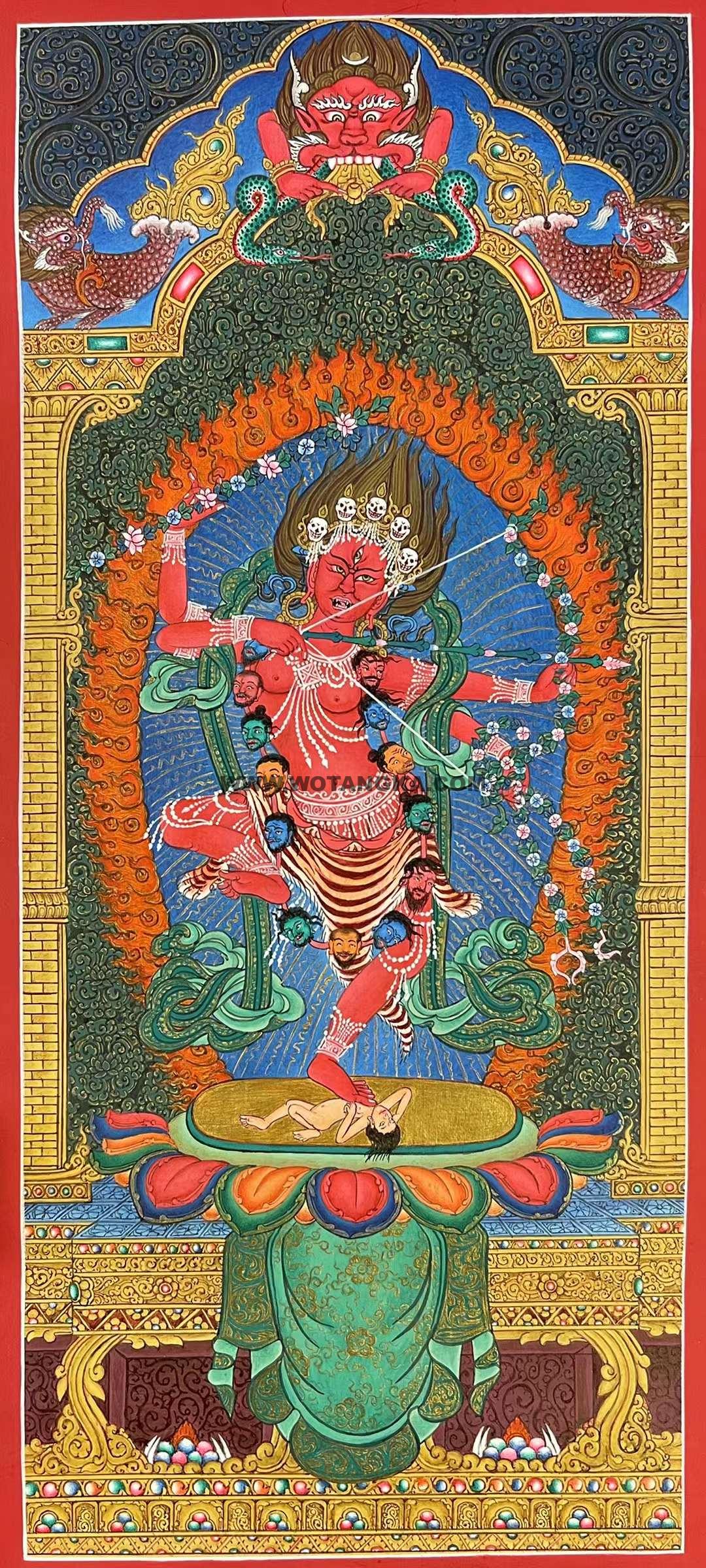 编号155-157539:彩绘唐卡-作明佛母(36*15CM左右)