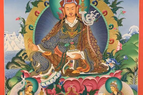 编号162-378634：彩绘唐卡-莲花生大士（85*60CM左右）