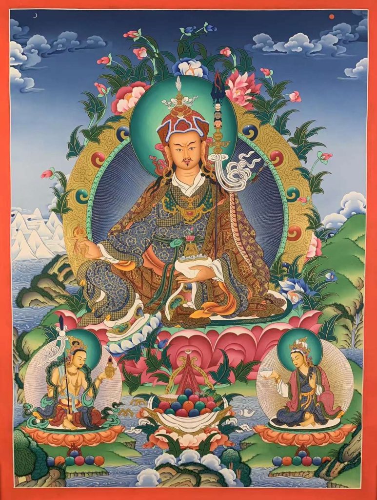 编号162-378634：彩绘唐卡-莲花生大士（85*60CM左右）
