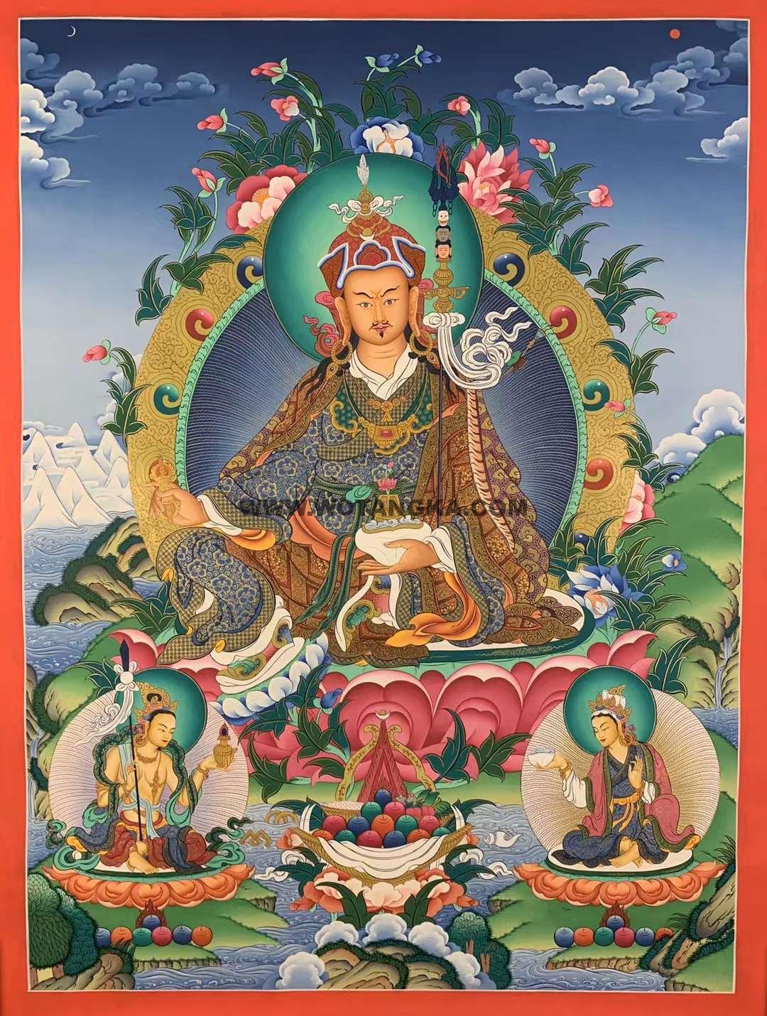 编号162-378634:彩绘唐卡-莲花生大士(85*60CM左右)