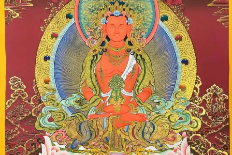编号162-348696：红金唐卡-长寿佛（75*55CM左右）