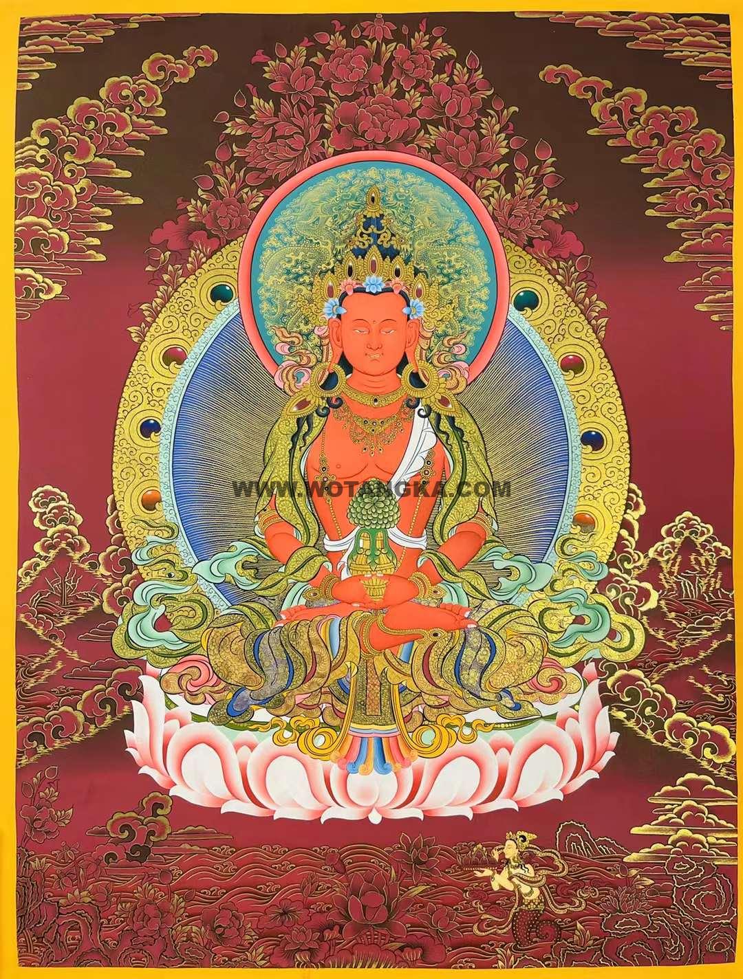 编号162-348696：红金唐卡-长寿佛（75*55CM左右）