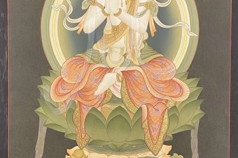 编号162-122678：彩绘唐卡-普贤菩萨（75*35CM左右）
