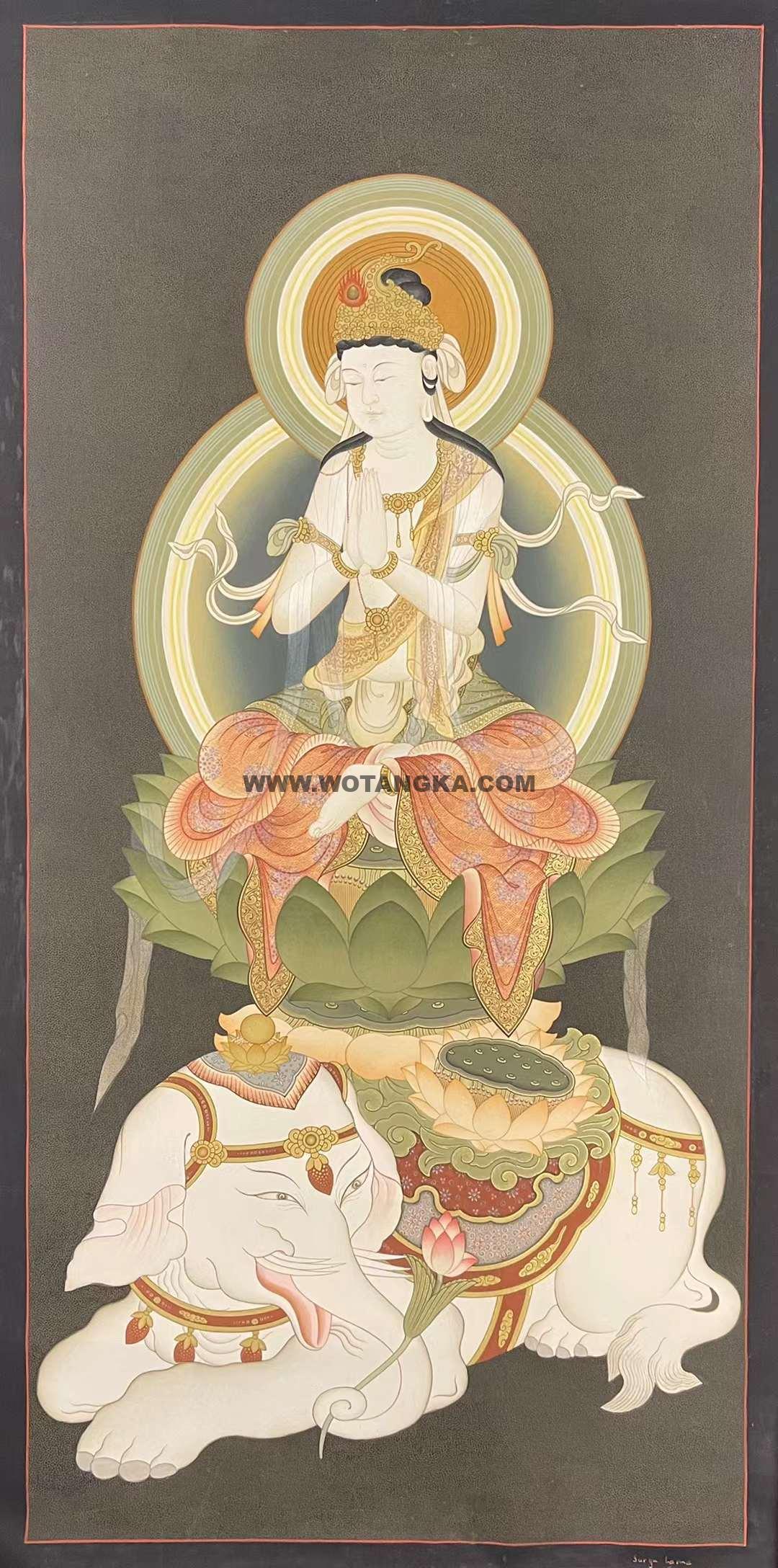 编号162-122678:彩绘唐卡-普贤菩萨(75*35CM左右)