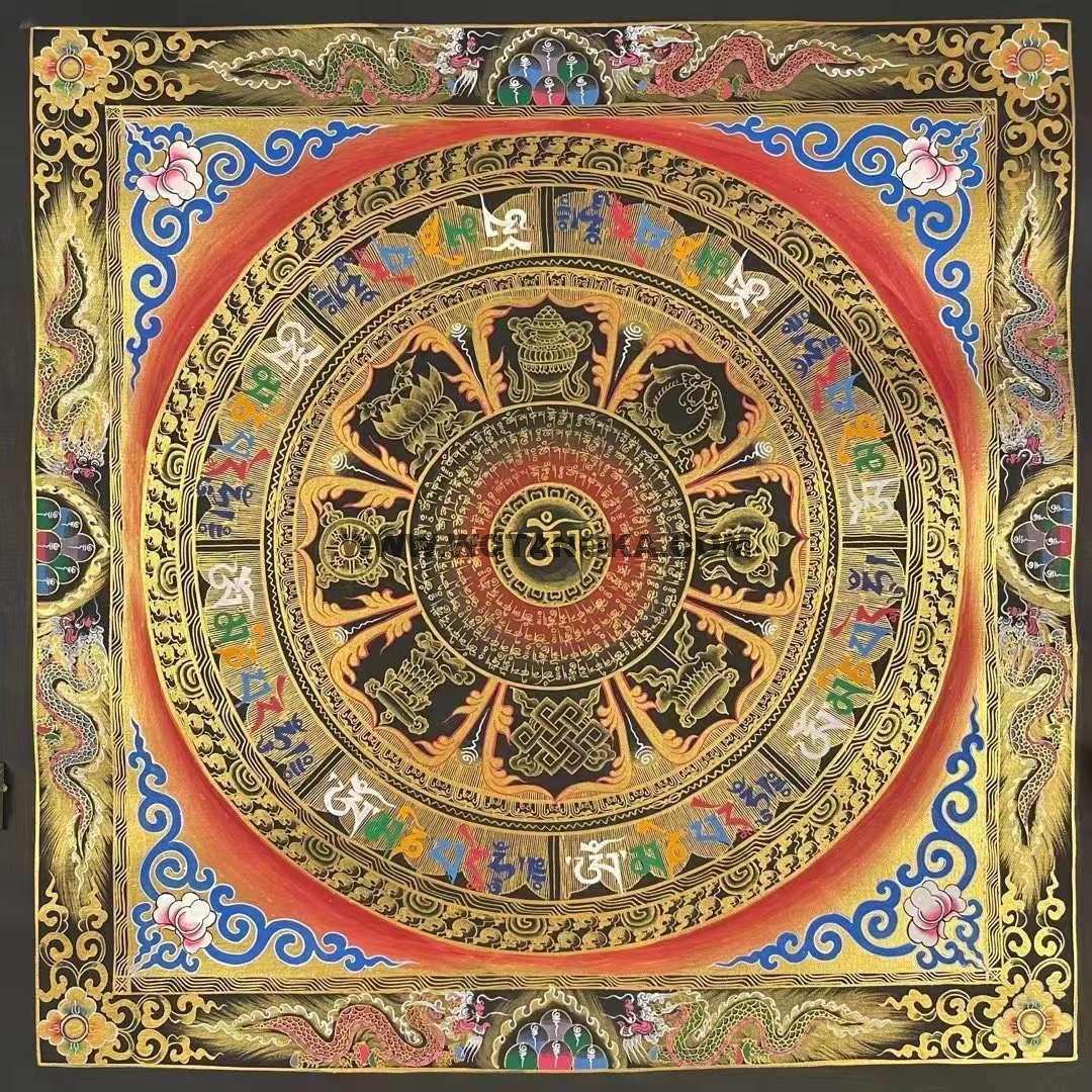 编号162-757579：彩绘唐卡-吉祥八宝坛城（55*55CM左右）