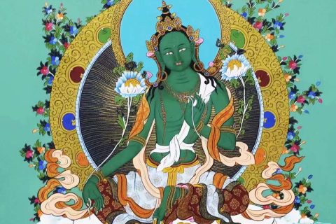 编号138-590869：彩绘唐卡-绿度母（75*52CM左右）