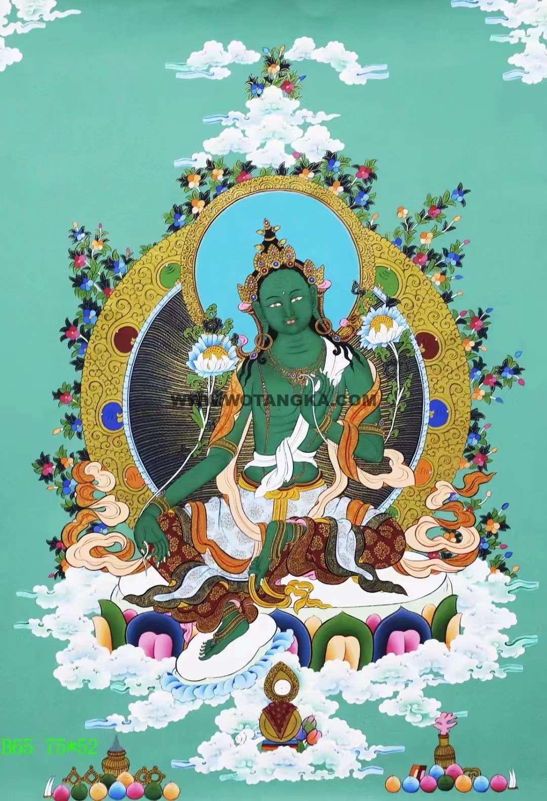 编号138-590869：彩绘唐卡-绿度母（75*52CM左右）